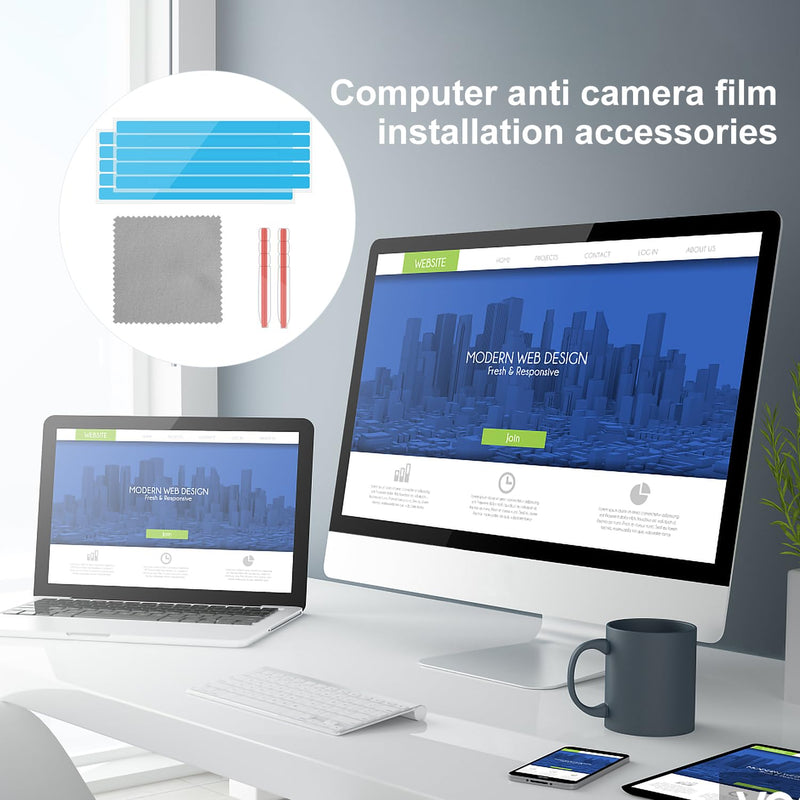 12pcs Privacy Screen Adhesive Strips and 2pcs Plastic Slide Mount Tabs for Computer Monitors with Microfiber Cloth for Easily Installing Laptop Privacy Screen Protector - Replacement Kits