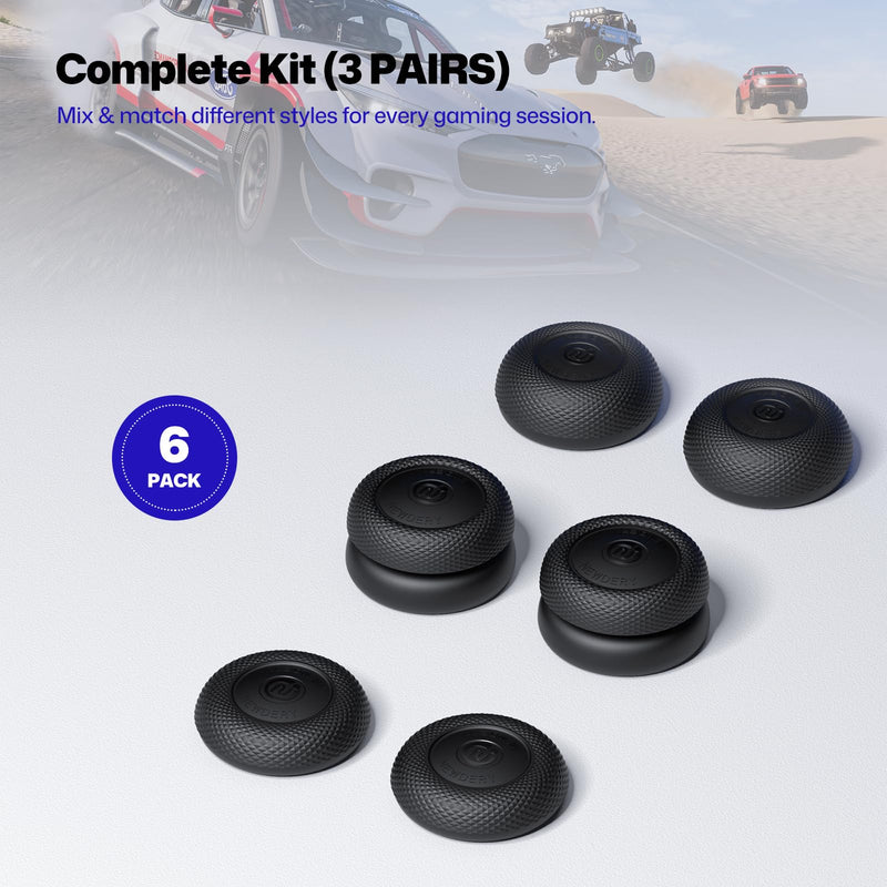 Thumb Grips for PS5/PS4 Controllers | 3 Height Options for Enhanced Precision & Control, Anti-Slip Silicone Caps, Compatible with PS5/PS4 Controllers, Black, 6PCS