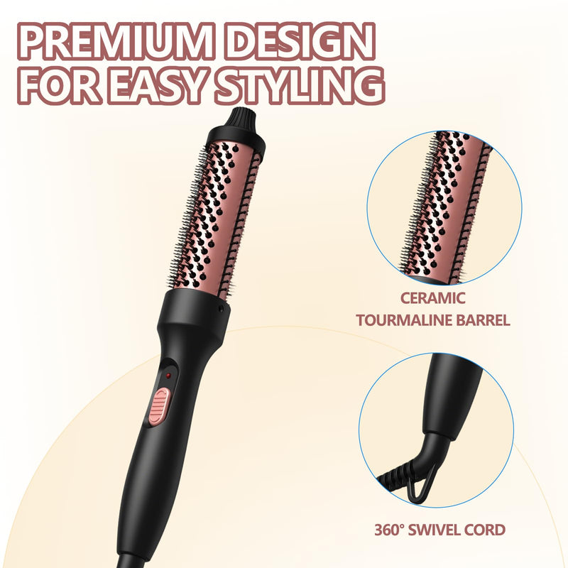 Ionic Thermal Round Heated Hot Brush - 38mm/1.7 Inch Barrels, 5 Temperature Settings, Natural Curls & Shinier Hair, Dual Voltage, UK Plug, Professional Hair Styler