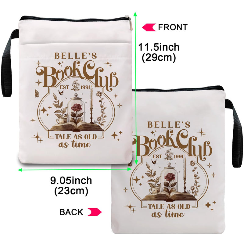 Tale As Old As Time Belle's Book Sleeve, Book Covers with Zipper, Book Lovers, Book Pouch Kindle Protector, Gifts for Women Teacher Librarian Bookworm Bookish (White-C, Large) White-c