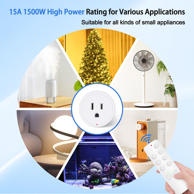 Greencycle Remote Control Outlet with Timer,1 Wireless Switch 3 Outlets | 200FT Long Range,15A/1875W,5 Timer Settings,Programmable and Expandable,for Lamps,Fans,Christmas Lights,Household Appliances 1 Remote 3 Outlets Handheld Switch