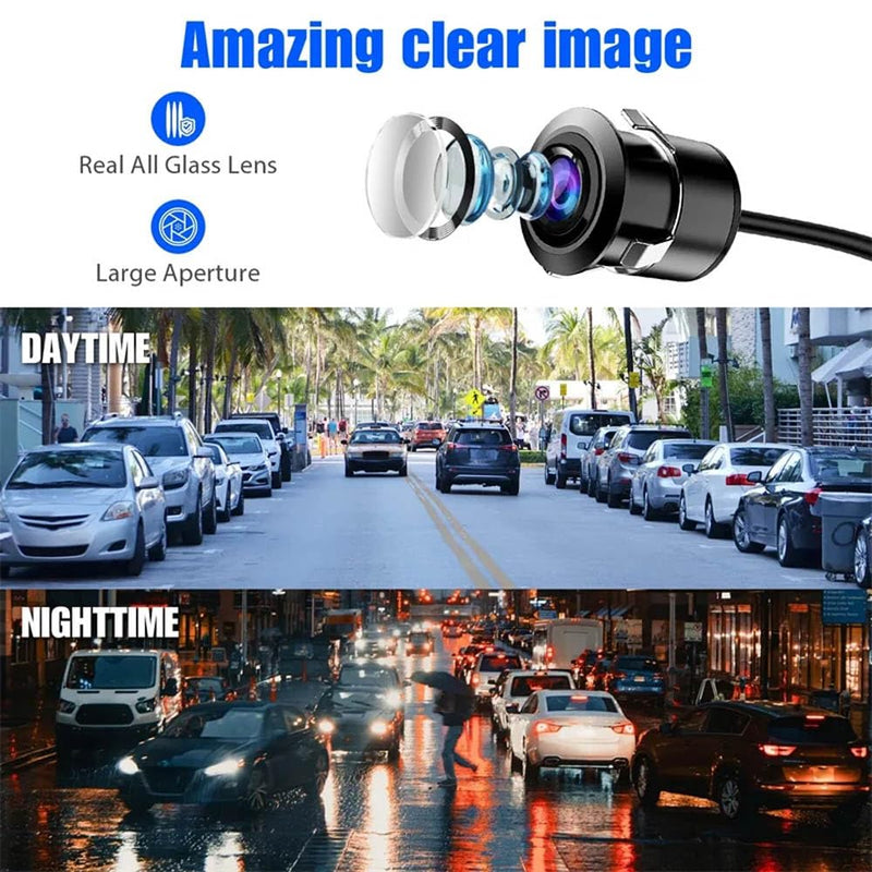 Car Backup Camera 18.5mm Flush Mount/Bracket 2 in 1 Installation-Waterproof Reverse Parking Camera Rear View for Vehicle SUV RV Pickup, 12V/24V CVBS