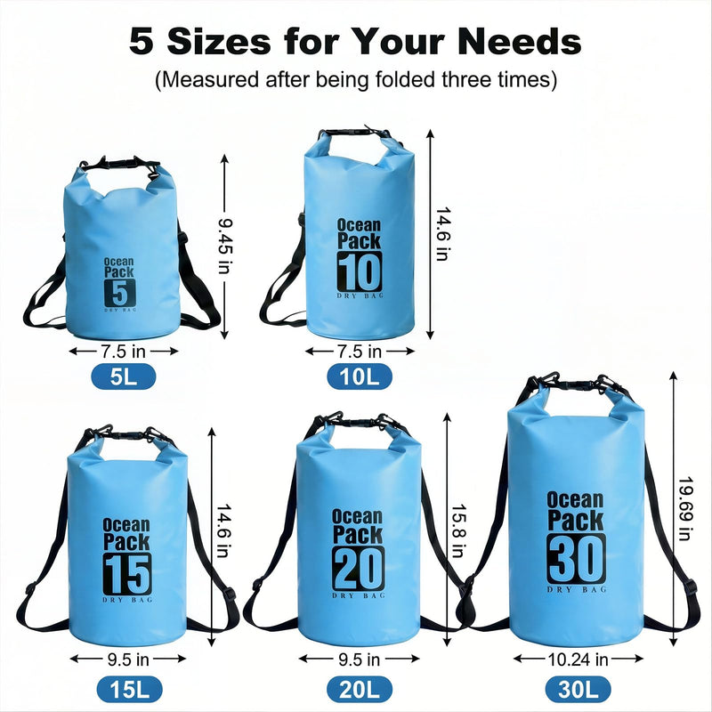 Floating Waterproof Dry Bag 5L/10L/15L/20L/30L for women-Lightweight&Small waterproof bags backpack for Kayaking, boating,Camping, Hiking,Paddle boarding with Roll-Top Closure BLUE 30L