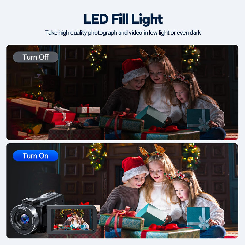 4K Video Camera Camcorder 42MP Vlogging Camera for YouTube with 3” 270° Rotation Screen, 18X Digital Zoom Cam Corder, 2 Rechargeable Batteries, 32GB SD Card & Remote Control Black