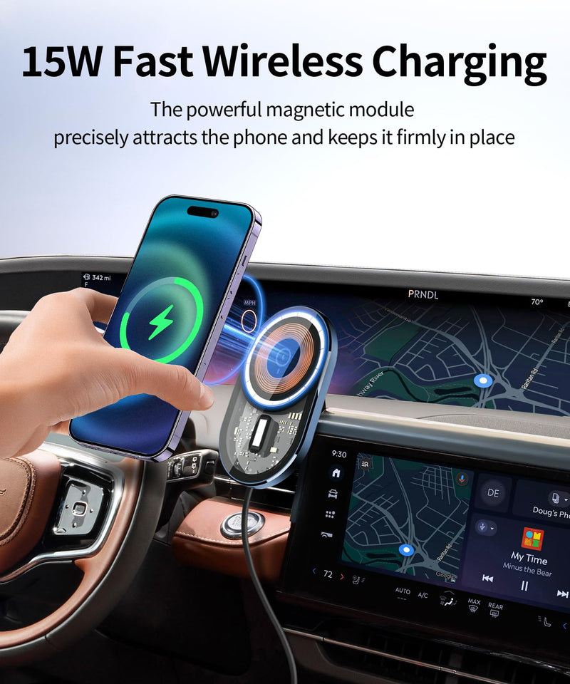 15W Wireless Charger Car Phone Holder for Lincoln Nautilus 2024-2026 | 11.1" Screen Magsafe Accessories Fast Charging Magnetic Cell Phone Holder Clip Compatible with iPhone Android, 3D Fit Bracket