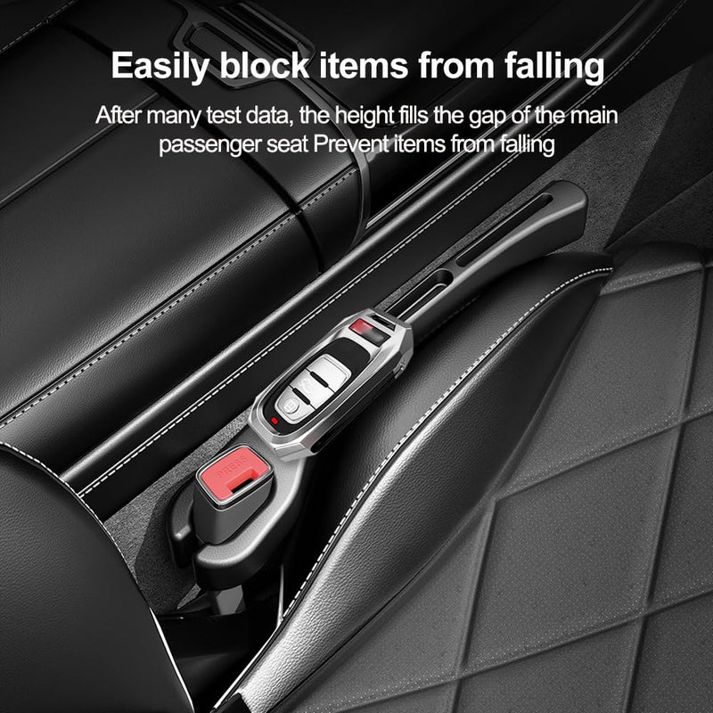 2PCS Car Seat Gap Filler with Phone Holder,[New Upgrade] Multi-Function Car Side Seat Gap Filler for Prevent Items Falling,Universal Car Seat Organizer Car Accessories Interior (Black) Black