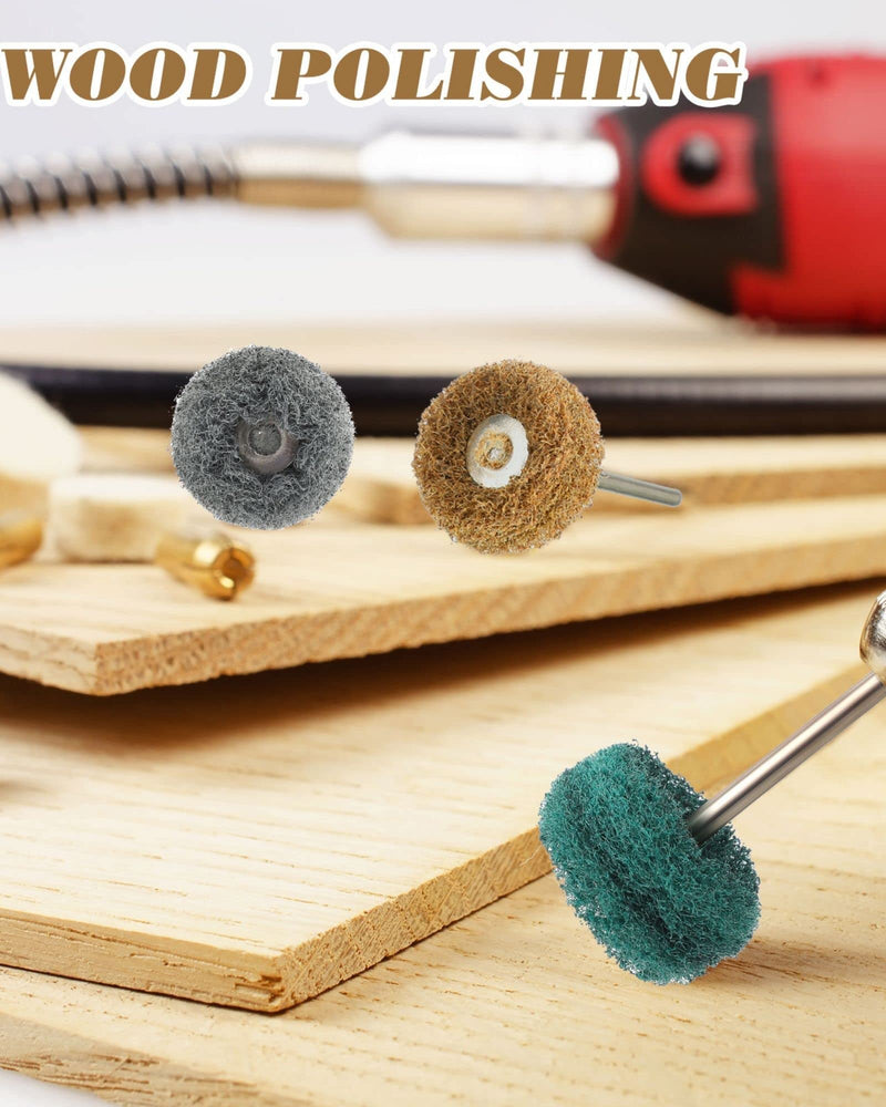 300 Pack Abrasive Wheels 1 Inch Abrasive Wheel Buffing Polishing Wheel Burr Set for Rotary Tool 2.35 mm Shank Polishing Bits