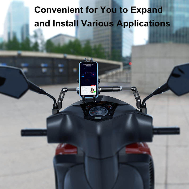 BRCOVAN Motorcycle Cross Bar Fit M10 & M8 Rear-View Mirror Screw, Aluminum Alloy Handlebar Extender Extension, Length Adjustable Motorcycle Balance Bar Reinforce Lever