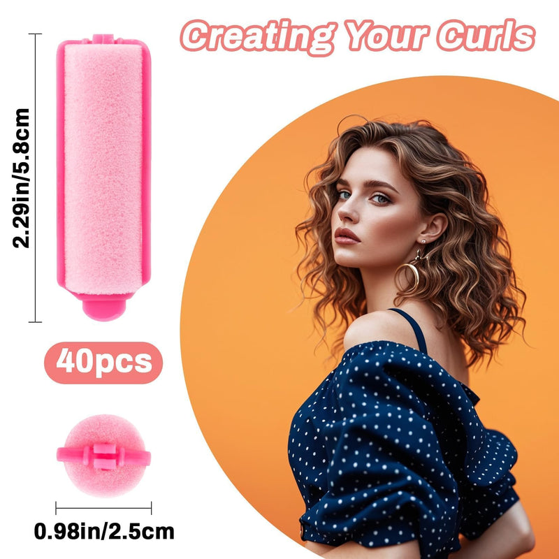 MAQIHAN 40PCS Foam Hair Rollers - 0.98 Inch Sponge Rollers for Hair Curling | Heatless Hair Curler for Short/Long Hair, Soft Sleep in Curlers, Small Sponge Curlers, Overnight rulos for Thin Hair Curl