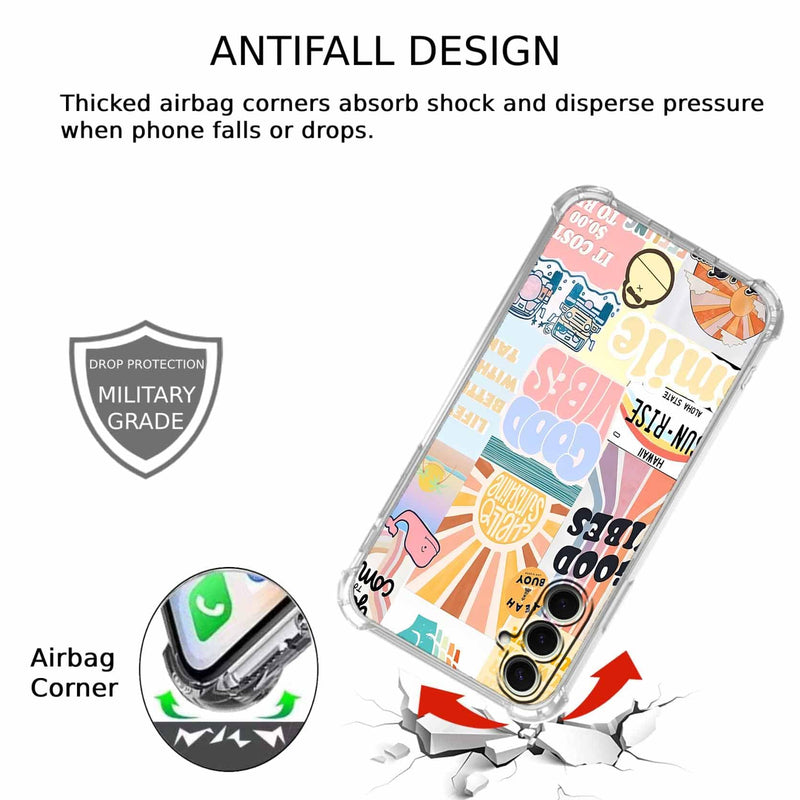 Case for Samsung Galaxy S26 with Aesthetic Design,Good Vibes Positive Quote Collage,Clear Slim Soft TPU Bumper Phone Cover,6.3”(Good,Sx26)