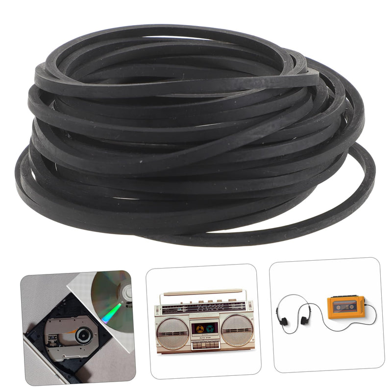 20pcs Recorder Karate Belts Recorder Belts Music Cassette Tape Player Belts Cassette Player Belts Cassette Deck Belts Cassette Recorder Repair Leash Rubber with Music Logger 6.7x6.7cm Black