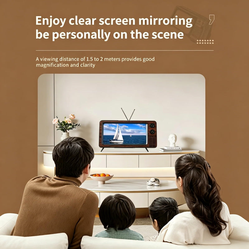 12 Inch Retro TV Phone Screen Magnifier, Ultra Slim Lightweight 3D HD Screen Amplifier, Blue Light Filtering, Optimized for Landscape Viewing, Foldable Stand for Movies Games, Fits All Smartphones