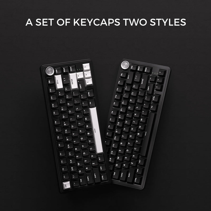 XVX PBT Double Shot Keycaps Set 138 Keys Cherry Profile Custom Key caps | 60 65 75 100 Percent for 61/64/68/84/87/100/104/108 Retro Gaming Black and White Mechanical Keyboard, Black