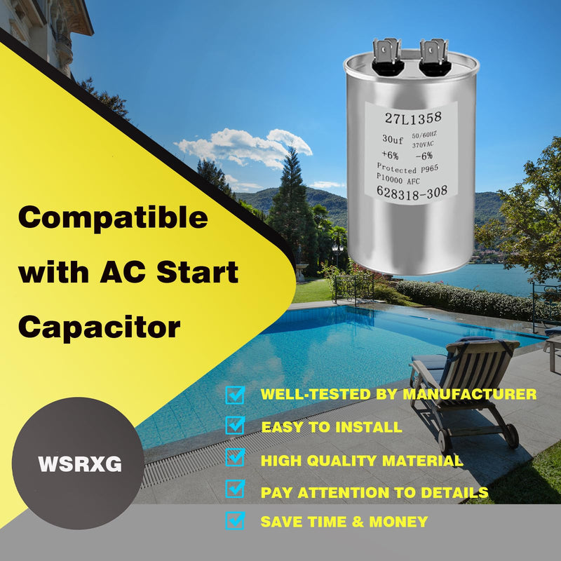 628318-308 27L1358 30 MFD 370V Pool Pump Motor Capacitor Replacement Compatible Motor Run Capacitor
