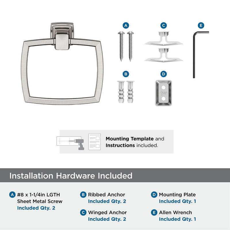 Amerock BH36032G10 | Brushed Nickel Towel Ring | 6-13/16 in (173 mm) Length Towel Holder | Revitalize | Hand Towel Holder for Bathroom Wall | Small Kitchen Towel Holder | Bath Accessories 1-Piece