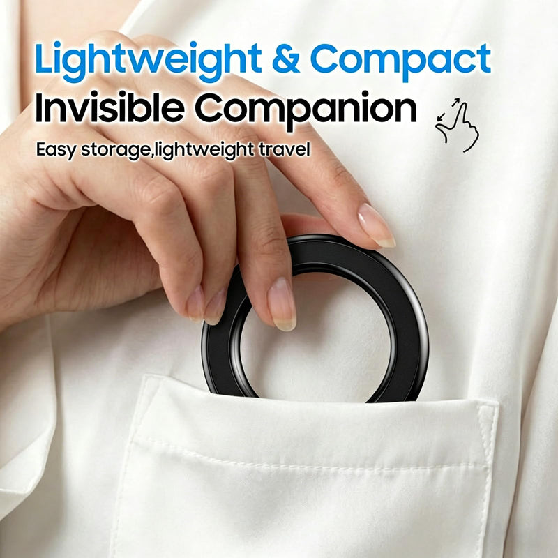 Double-Sided Magnetic Ring Holder [2026], Magnetic Wall Mount, Detachable Phone Mount for MagSafe Cases, Hands-Free Selfies and Videos for iPhone and Android (Black) Black
