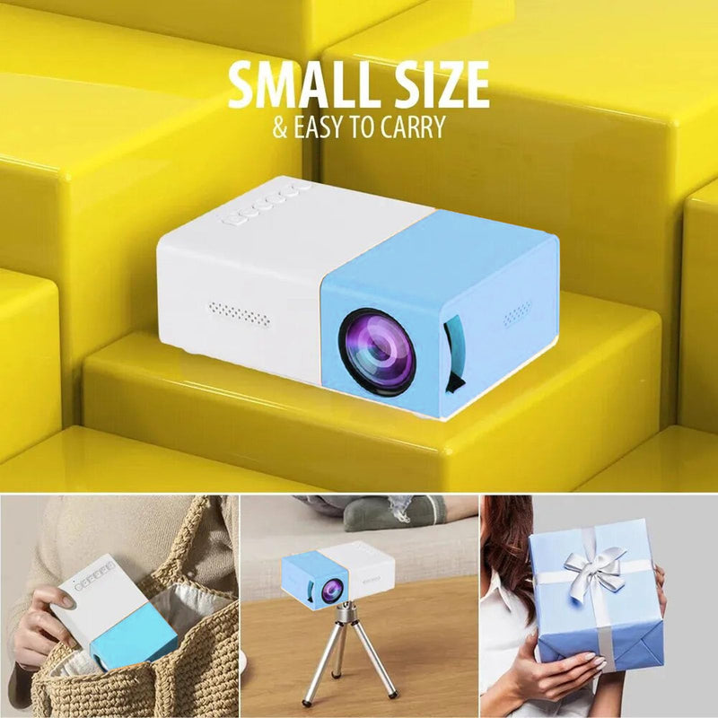 Mini Projector, Full HD 1080P Home Theater Video Projector Proyector, Portable Projector for Cartoon, 4:3 24 to 60 Inch Movie Projector with Remote Control, Blue White (US) US