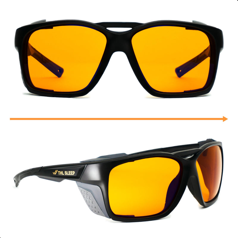Orange Blue Light Blocking Glasses for Better Sleep - Amber Wrap Around Computer Migraine Glasses - EliteX Ultra Nighttime Migraine Gaming Glasses Men & Women - Screen Eye Strain Blue Light Blockers