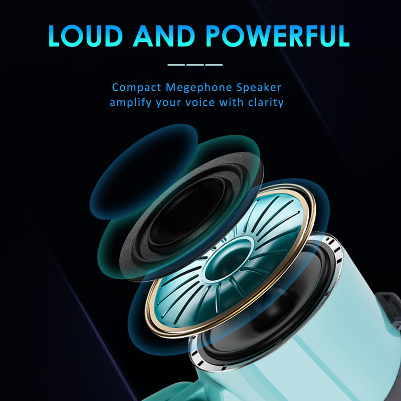 MyMealivos 20W Megaphone Bullhorn, Built in Siren & 240s Recording, 5.4"×8.6" Portable Megaphone with Volume Control Cover Up to 300 feet+ for Indoor and Outdoor Activities A Teal