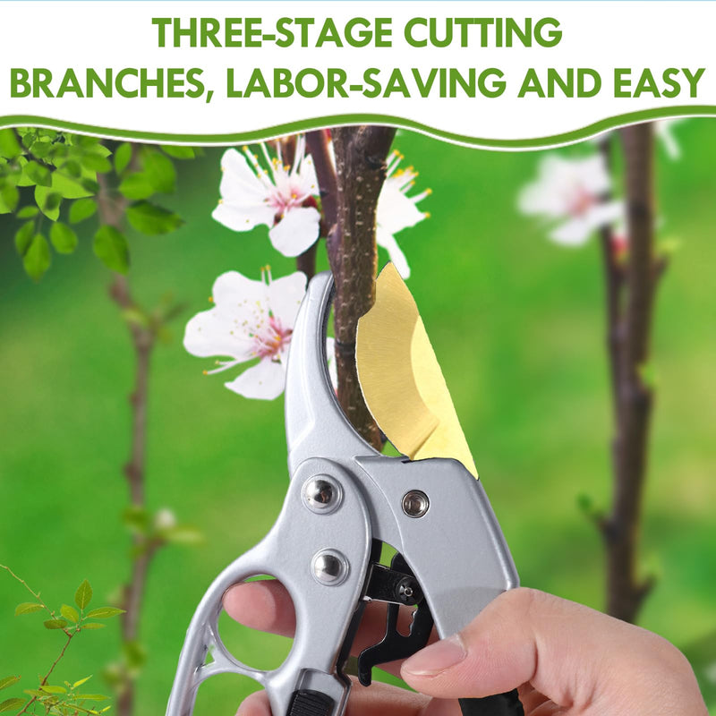 Ultra Sharp Germany Titanium Steel Pruning Shears - Cuts 3X Easier, Weak Hand Arthritis Snips, Rust-Resistant, Effortlessly 1-Inch Cut Capacity Garden Scissors, Ergonomic Handle Titanium -Black