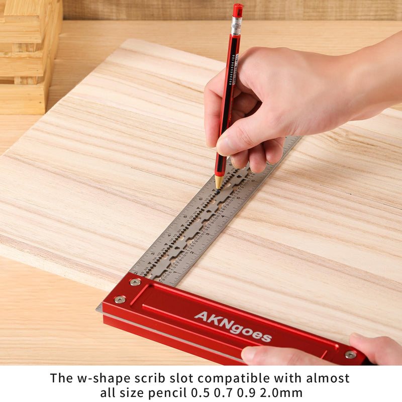 Precision Woodworking Square, Stainless Steel Square with Shoulder Lip, Self Standing for Quick Measurement, Built in Scribe Notches, Framing Tool for Professional Carpentry Use-6 Inch 6 Inch