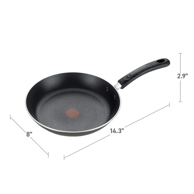 T-Fal Experience Nonstick Fry Pan 8 Inch, Induction Compatible, Oven Safe 400F, Cookware, Non Stick Frying Pan, Skillet, Cooking, Kitchen, Egg Pan, Pots and Pans, Home, Dishwasher Safe, Black 8-Inch