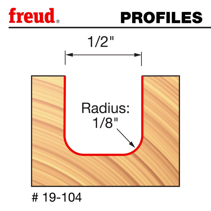 Freud 19-104: 1/8" Radius Dish Carving Bit with 1/4" shank, 2-1/8" overall length