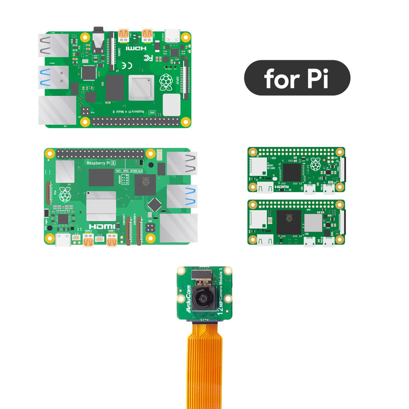 Arducam for Raspberry Pi Camera Module 3, 12MP IMX708 102°(H) Wide Angle Fixed Focus HDR Camera for Raspberry Pi 5, 4/4B, 3/2/Zero W