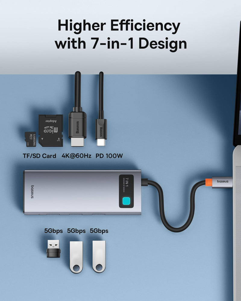 Baseus USB C Hub Multiport Adapter 7 in 1 & Power Strip 20W