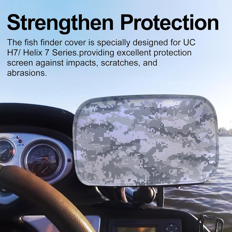 Helix 5 Cover, Waterproof Fish Finder Cover, Compatible with UC H5/ Helix 5 Screen Cover, Made of Neoprene Protects Your Screen and Device from Sun and Adverse Weather Damage (Camouflage White) Camouflage White