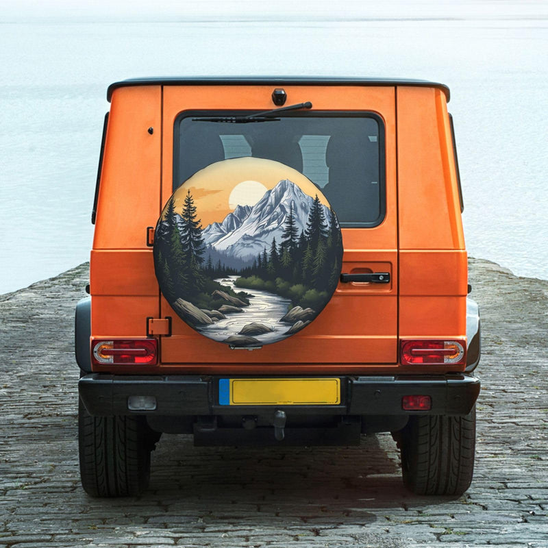 Spare Tire Cover Mountains Nature Sunset Scenery Wheel Covers Weatherproof Universal Wheel Protectors for Rv SUV Camper Travel Trailer 14 Inch Mountains 3