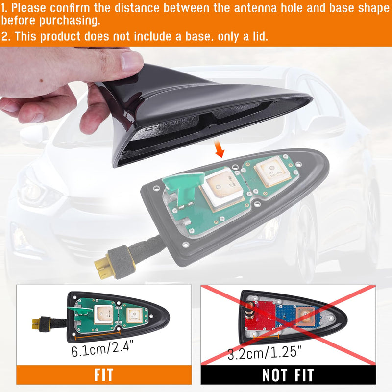 Shark Fin Antenna Cover Compatible with for Elantra Sedan MD 2011-2016,for Hyundai Sonata Sedan YF 2009-2014 w/GPS,for Genesis Sedan BH 2008-2013,96210,962103Q800,962103X100NKA (Glossy Black) Glossy Black