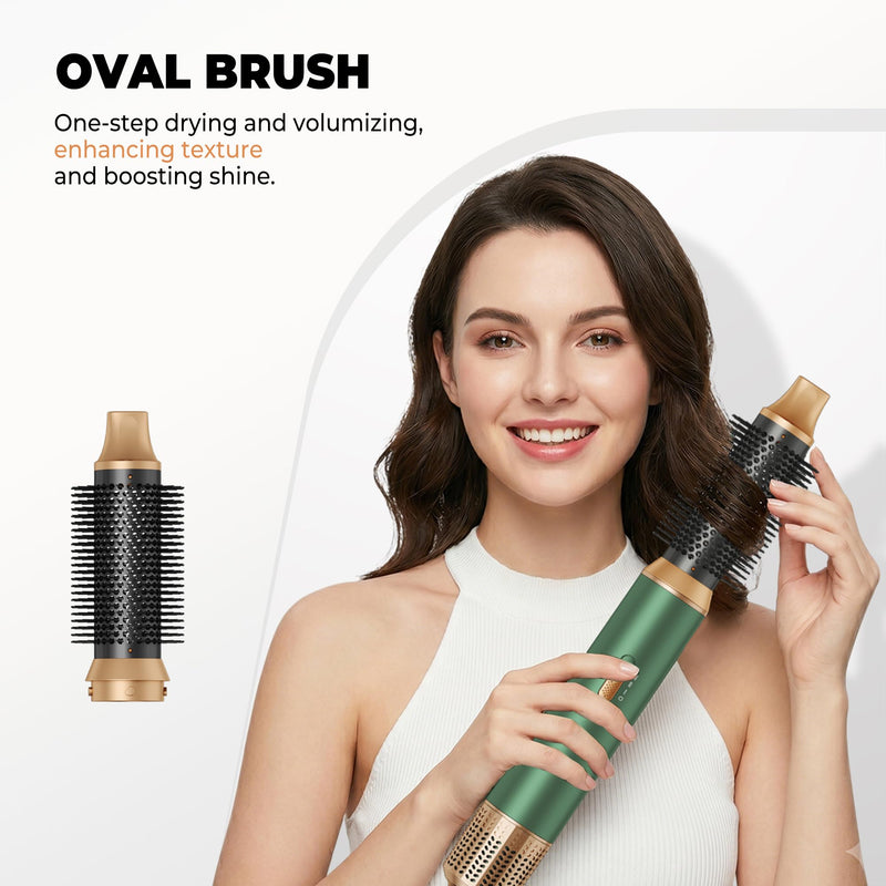 [AUSTRALIA] - 5 in 1 Hair Styler, Hot Air Styler 5 in 1 Blow Dryer Brush & Volumizer | Air Brush 5-in-1 Hair Styler Brush Auto Hair Curler 5-in-1 Hot Air Brush for Women Green