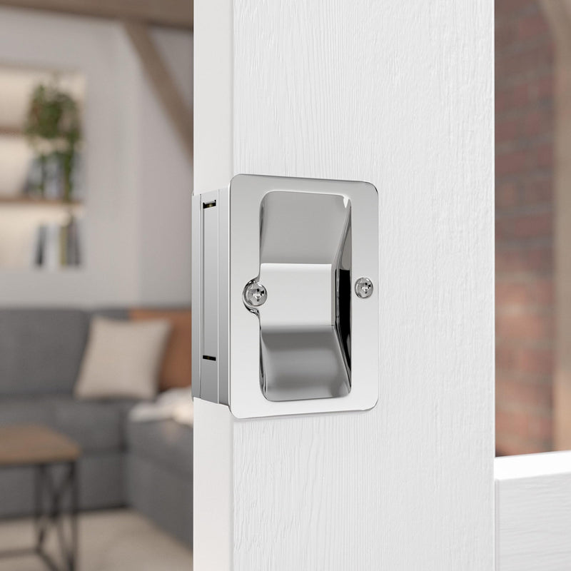 Richelieu Hardware 1700CPSBC Onward Pocket Door Pull, Passage Lock, 3 1/4 in (82 mm), Rectangular, Chrome