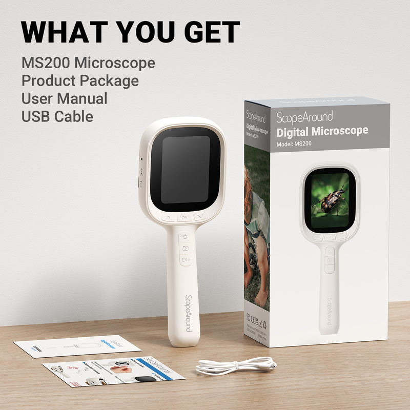  [AUSTRALIA] - ScopeAround Digital Microscope, Autofocus Handheld Microscope, Magnifier with 2.8" IPS Screen and LEDs, Portable Magnifying Glass, Compatible with Mac/Windows