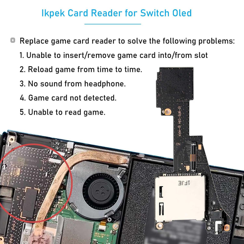 Compatible with Nintendo Switch OLED, Ikpek Game Card Reader Cartridge Micro SD Card Slot Tray Headphone Jack Daughterboard Replacement for NS OLED with Repair Tools Green - 1 Pack