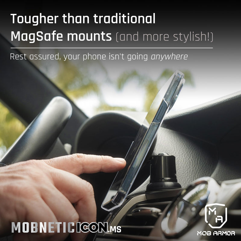 MobNetic Icon.MS MagSafe Compatible Phone Mount, Magnetic Phone Holder for Car w/ 90lb Pull Force, 90º Tilt & 360º Rotation, Aluminum Build, Compatibility for iPhone & Android (Gold) 18 Karat Gold