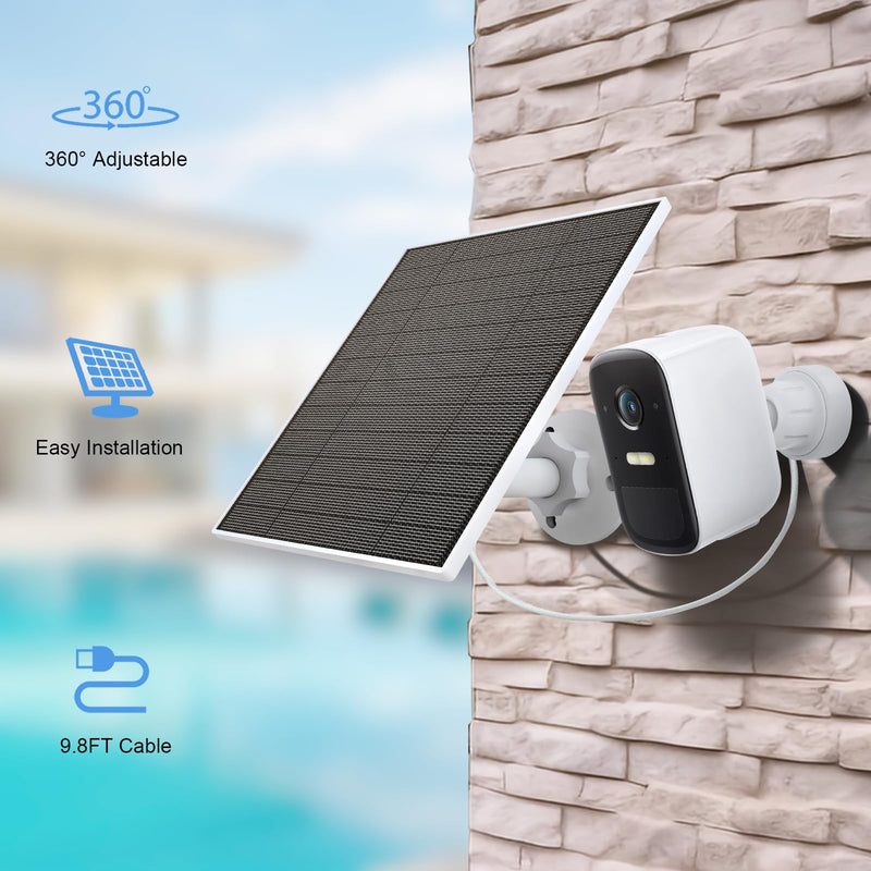 Solar Panel for Eufy Outdoor Camera, 5W Camera Solar Panel Charger Compatible with Eufycam, Continuous Power Supply, Solar Panel with 9.8ft Charging Cable, IP65 Waterproof, Adjustable Wall Mount 1