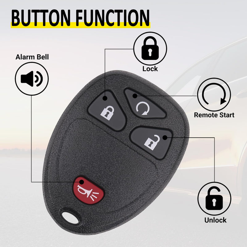 Key Fob Keyless Entry Remote Compatible with Chevrolet Silverado Traverse Avalanche, GMC Sierra, Pontiac Torrent, Saturn Outlook Vue 2007-2017, Replacement for OUC60270, OUC60221 (Pack of 2)