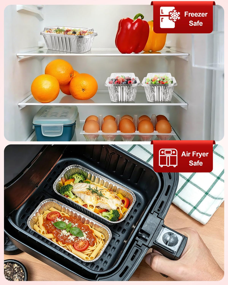 120 Pack 1 Lb Aluminum Loaf Pans with Lids - 6x3.5x2 Mini Loaf Pan, Small Disposable Tin Foil Baking Pans for Baked Bread, Cakes, Meat, Loaves 120