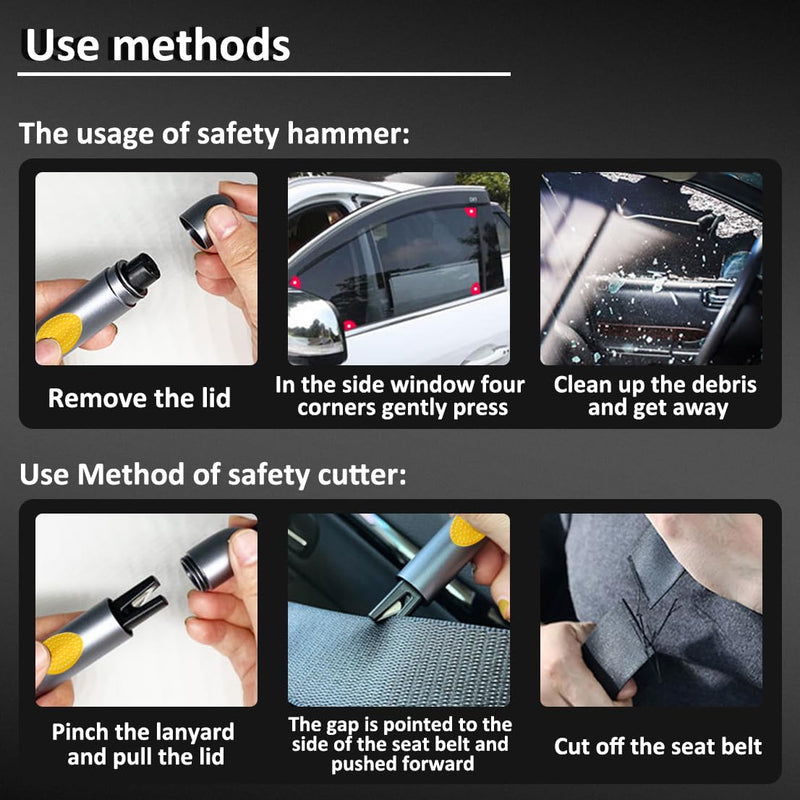 Safehammer - 2024 Upgraded Safe Hammer Glass Breaker Under Water, Car Hammer Seatbelt Cutter Window Breaker Emergency Escape Tool, Safehammer Glass Breaker for New Cars (3PCS) Red & Black & Silver