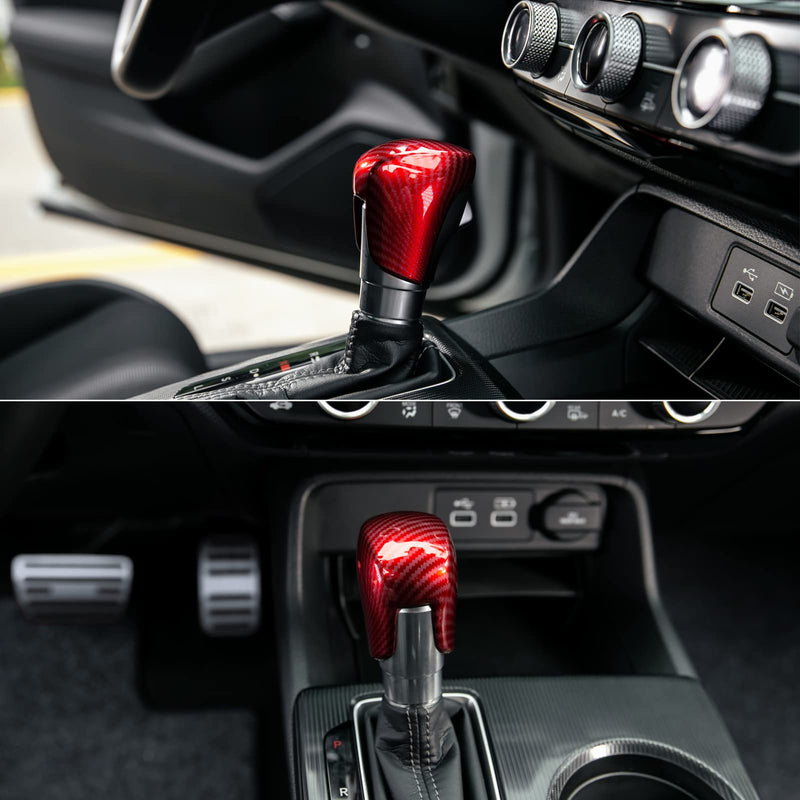 CKE Compatible with Honda Civic 2022 2023 2024 2025 2026 for CRV HRV 2023 2024 2025 2026 for Accord 2018-2024 2025 2026 Accessories Car Center Console Gear Shift Knob Cover Trim Cap -Red Carbon Red Carbon