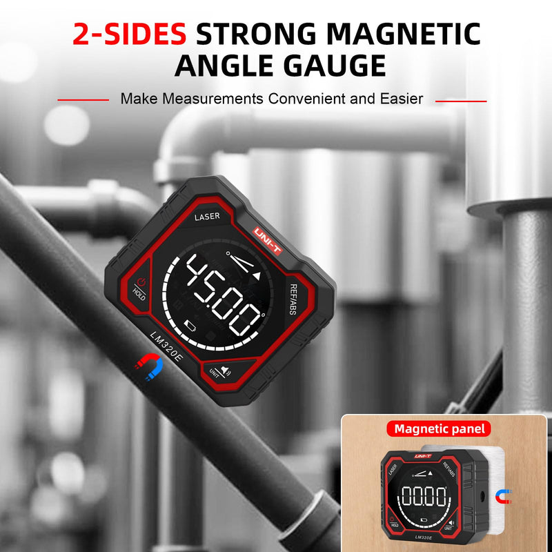 Digital Angle Finder Gauge 3 Laser Level UNI-T Magnetic Inclinometer 1000mA 3 Laser Line + 4-Side Magnets - LM320F