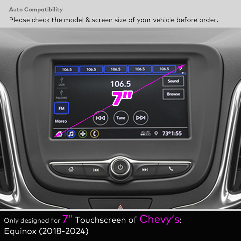 Tempered Glass Screen Protector for 2018 2019 2020 2021 2022 2023 2024 Chevrolet Chevy Equinox 7-Inch Touchscreen Anti Glare (Matte) (2018-2024) 7" - Matte