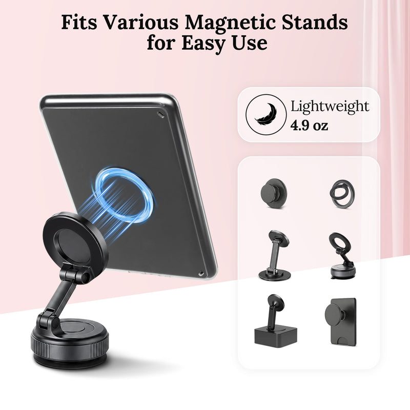 Magnetic Rotating Stand Case for 7'' Kindle Paperwhite & Colorsoft | Magnetic Detachable, Adjustable Stand, Auto Wake/Sleep, Clear PC Case, Soft TPU Edge, Hand Strap, Anti-Slip Grooves, Pink 7" e-book-reader