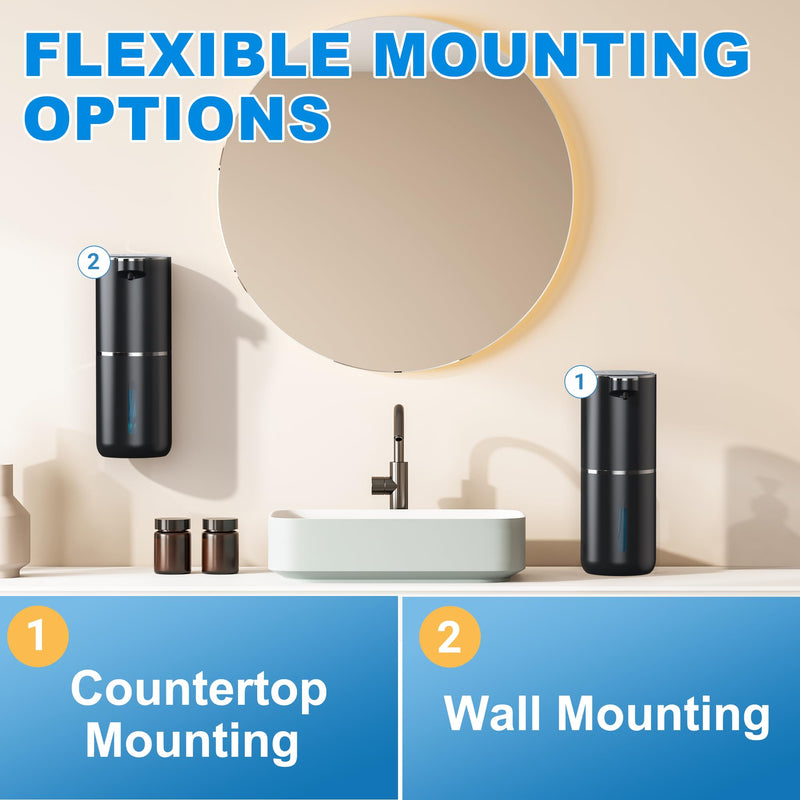 Automatic Soap Dispenser Touchless Automatic Liquid Soap Dispenser 4 Adjustable 1200mAh Soap Dispensing Levels Wall Mount for Kitchen and Bathroom Black Gel