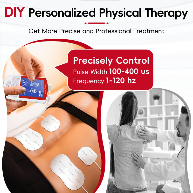 Comfytemp TENS Unit Muscle Stimulator for Pain Relief Therapy, TENS Machine with 20 Modes and DIY, Dual Channel EMS Unit, Electric Pulse Massager for Back, Shoulder, Sciatica, Knee