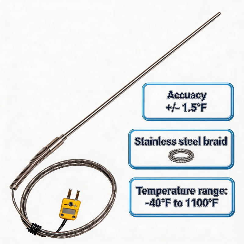 TL1918SL k Type thermocouple Probe -50℉~1100℉ 0.13in/40in k-Type Temperature Sensors
