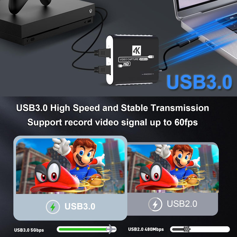 USB 3.0 Video Capture Card,1080P HDMI Recorder Game Capture Card for Windows/Mac OS,Compatible with Switch/PS5/PS4/Xbox/PC/Camera for OBS,Twitch,TikTok,YouTube Live Streaming and Recording White