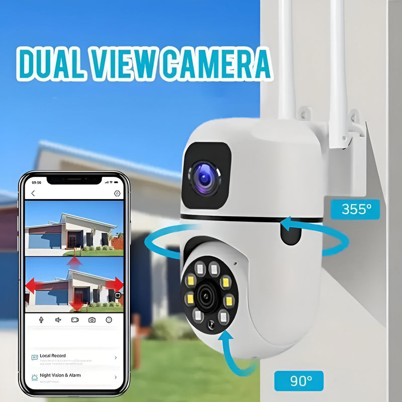 Camera Home Security, Outdoor Camera Dual Lens, WiFi Human Detection, HD Night Vision, 2-Way Talk, Indoor/Outdoor Camera, Dual Screen App Control, for Home Yard Store, Surveillance Wireless Camera (2)